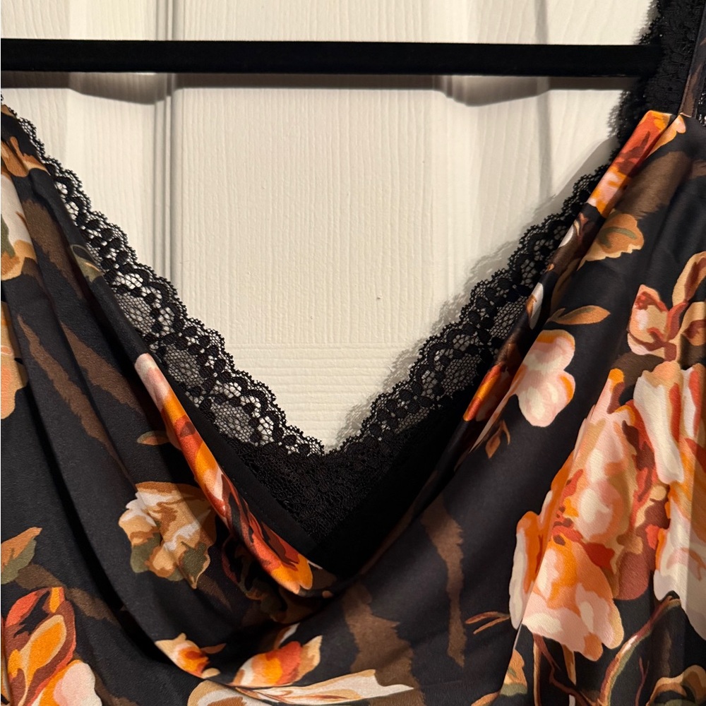 Floral Slip Dress with Lace Trim - Picture 2 of 4